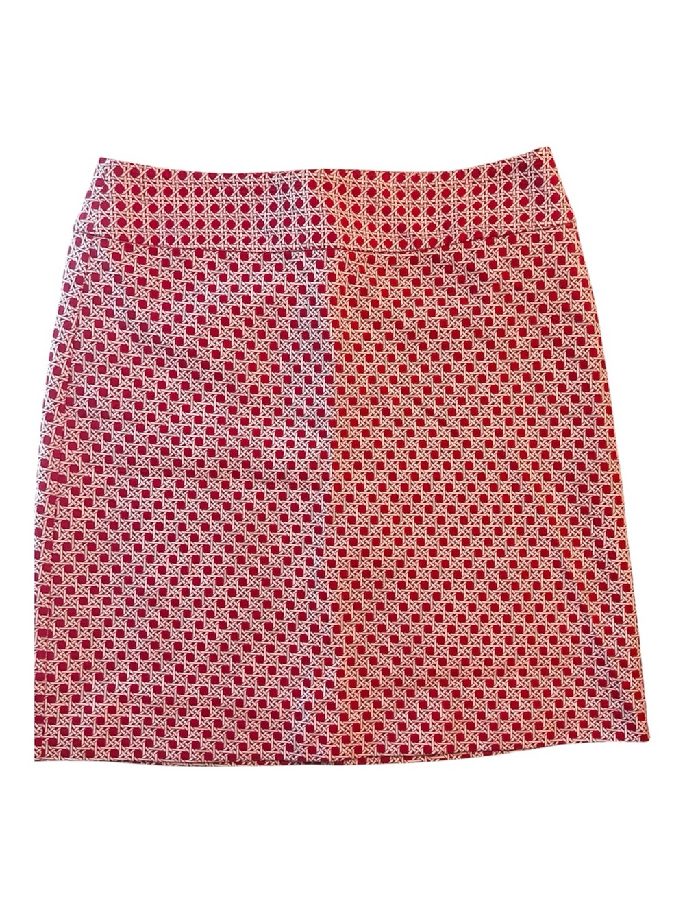 TALBOTS Women's 100% Cotton A-Line Skirt Geometric Red White Size 14P